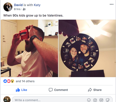 Katy gives her fiance a customized RetroViewer gift on Valentine's Day
